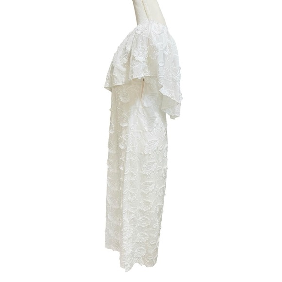 Abbey Glass Sutton Lace 3D Floral Ruffle One Shoulder Midi Dress White NWT $185 - Picture 6 of 16